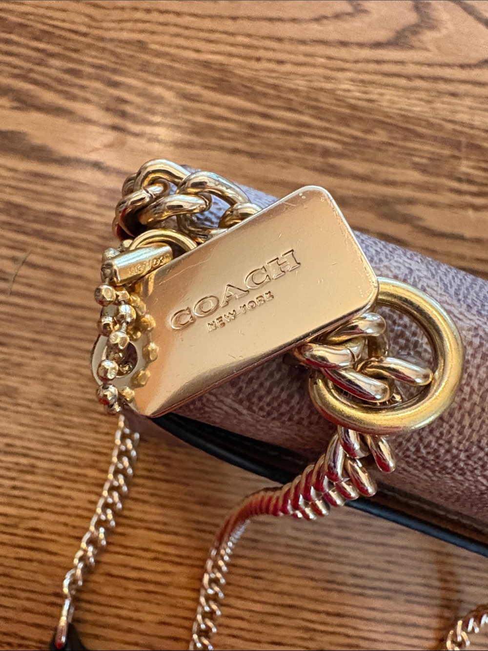 Coach Two-Tone Signature Crossbody in Brown and Black with Gold Hardware - Picture 3 of 4